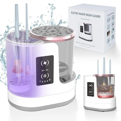 Automatic Rotating Makeup Brush Cleaner Machine Fast Drying Electric Rubber Collar Cosmetic Clean Tools
