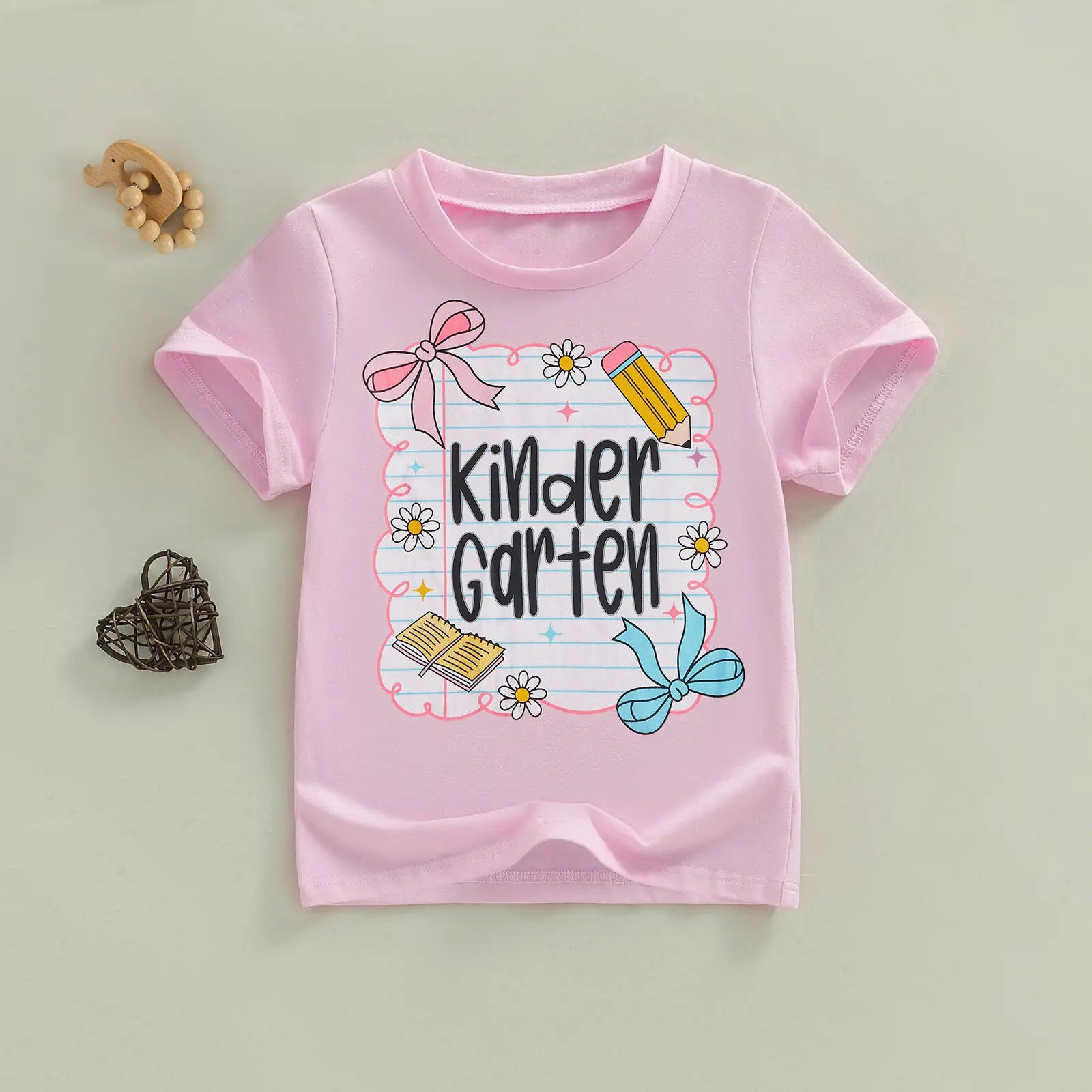 Toddler Baby Little Girl Back to School T Shirts Short Sleeve Grade Print Casual Summer Tops 4-11 Years