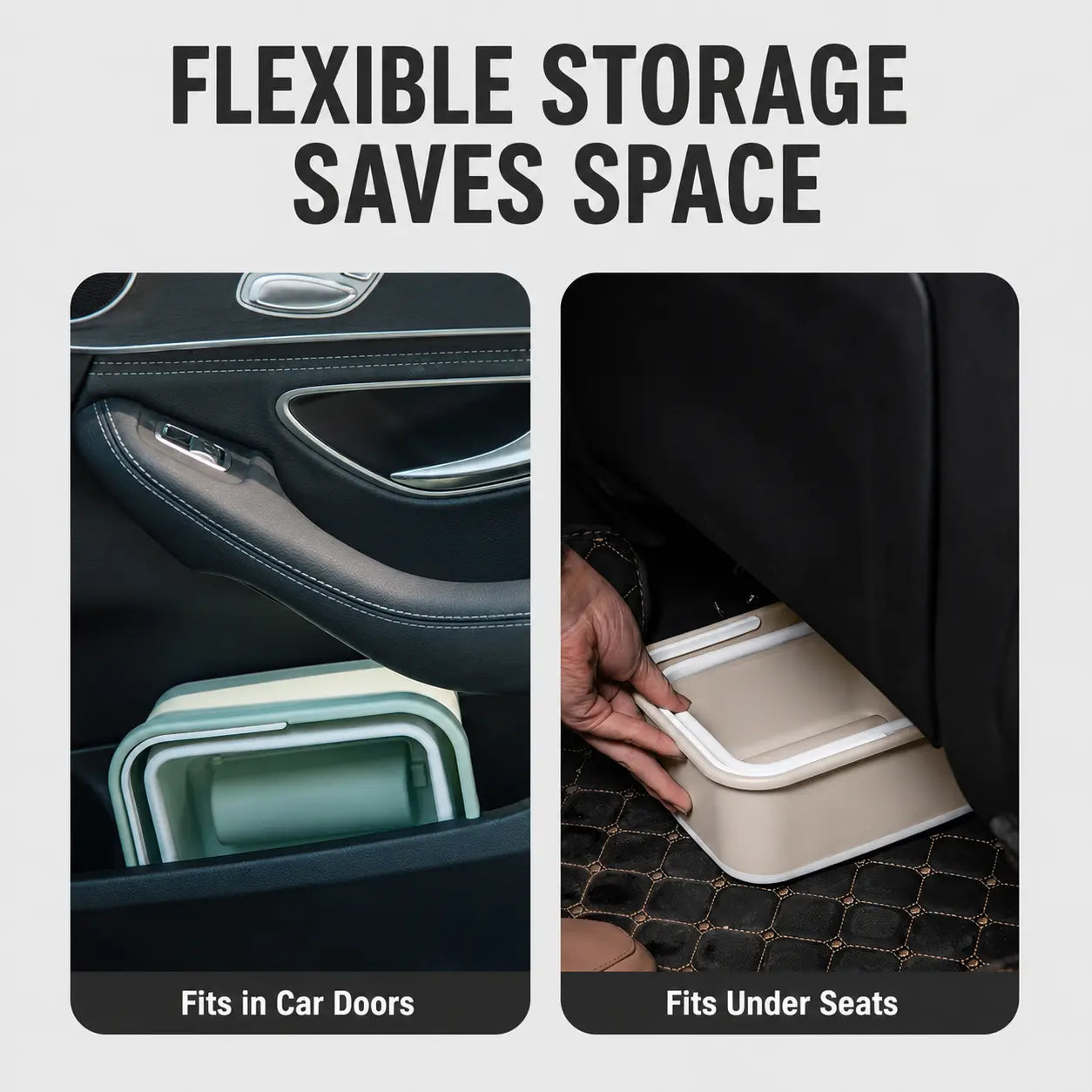 Collapsible Car Trash Can with Hidden Trash Bag Storage, Compact Folding Garbage Bin for Car, Camping, Picnic, Beach, Drinks and Small Items