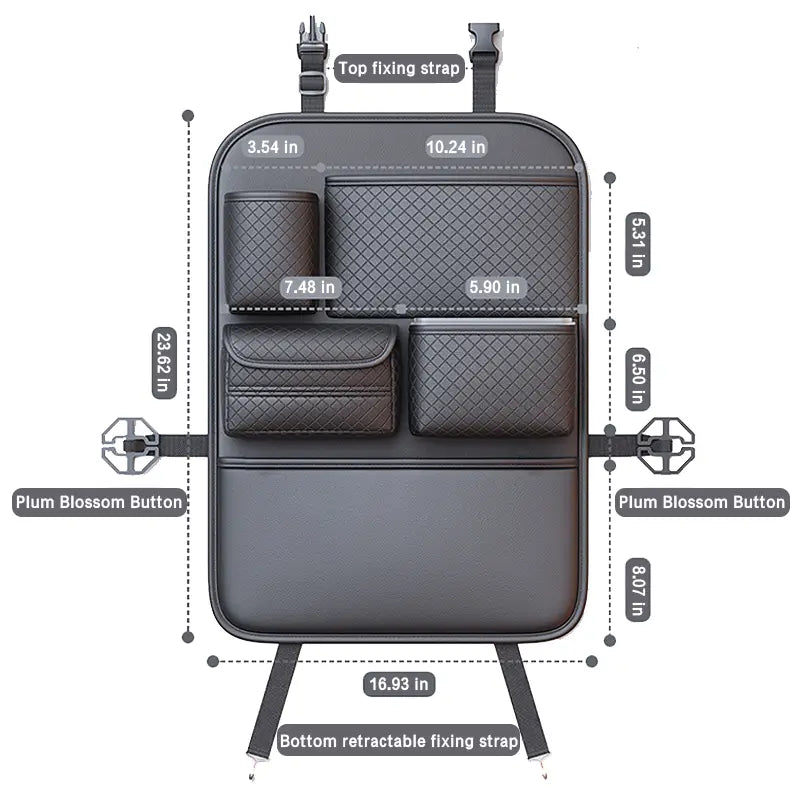 Car Backseat Organizer, Premium PVC Leather Large Capacity Storage Bag with Multi Pockets, Seat Back Protector with Cup Holder & Tissue Box Holder, Universal Car Organizer for SUV Truck Van, Must Have Car Interior Accessory