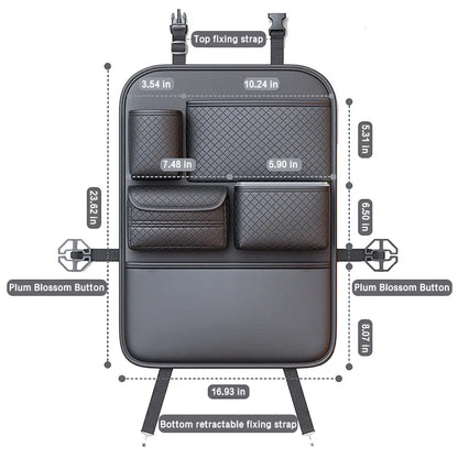 Car Backseat Organizer, Premium PVC Leather Large Capacity Storage Bag with Multi Pockets, Seat Back Protector with Cup Holder & Tissue Box Holder, Universal Car Organizer for SUV Truck Van, Must Have Car Interior Accessory
