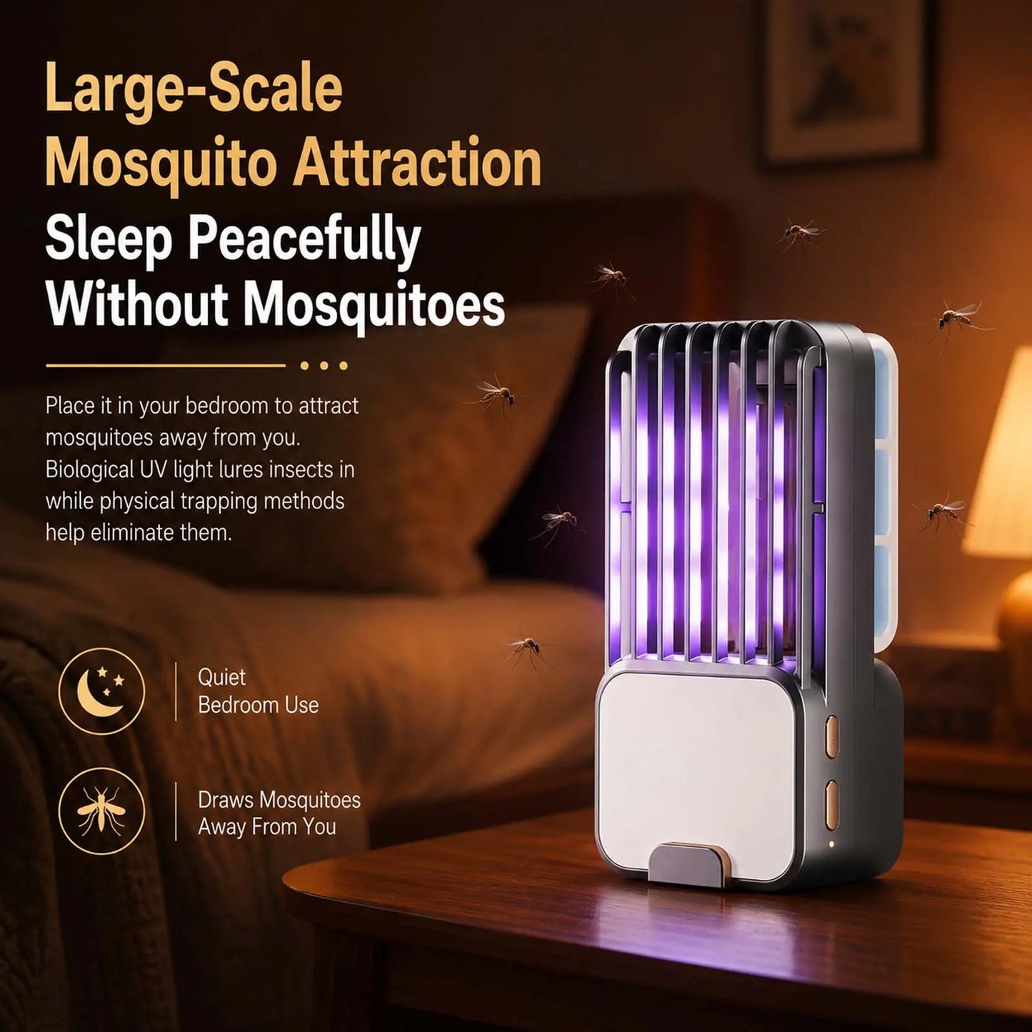 Generation-Uv Light Mosquito Trap Lamp for Indoor Use, Portable Night Light with Quiet Operation