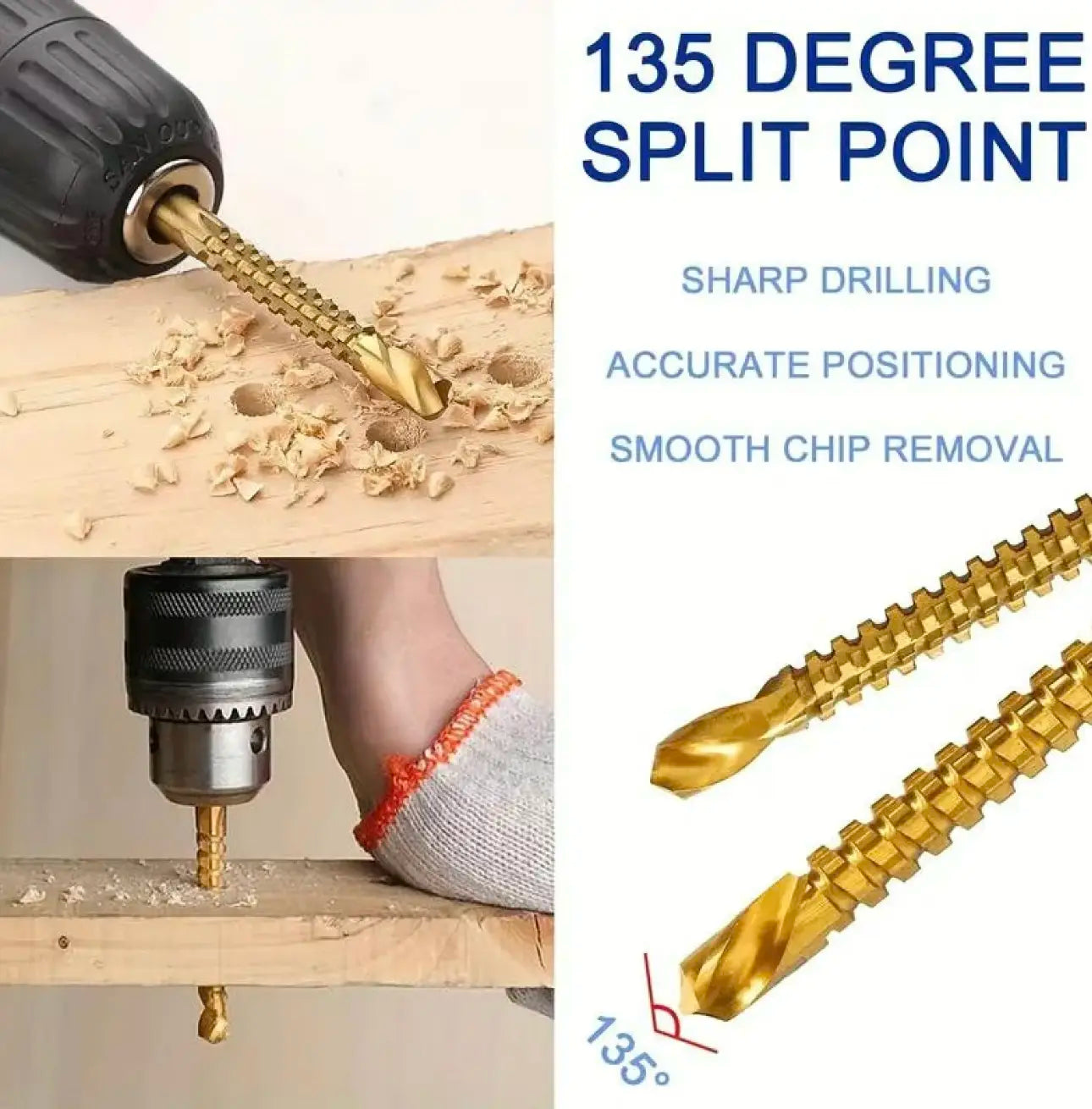 6Counts Metalworking Ldeal for Drilling,Titanium-Plated High Speed Steel Drill Bits Set For,Screwing,Boring,Carving,Cutting & Polishing-12