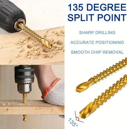 6Counts Metalworking Ldeal for Drilling,Titanium-Plated High Speed Steel Drill Bits Set For,Screwing,Boring,Carving,Cutting & Polishing-12