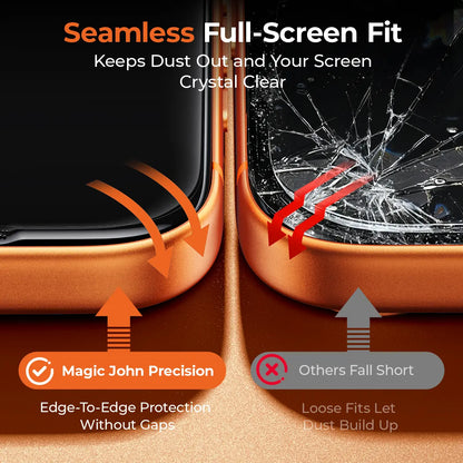 MAGIC JOHN AR Anti-Glare HD Screen Protector for Phone, Outdoor Sunlight Clear Viewing | Ultra-Thin Black Border Full Coverage | 3D Curved Edge Smooth Touch | Earpiece Dust Protection | Scratch & Impact Resistant | AR Clarity / 28° Privacy Options