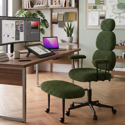 Pinmoco Modern High-Back Ergonomic Office Criss Cross Chair - with Armrests, Dual-Layer Soft Fabric Seat, 360° Swivel, Adjustable Seat Height, for ADHD & Stress Relief, Self-Assembly Required, Ergonomic Office Chair