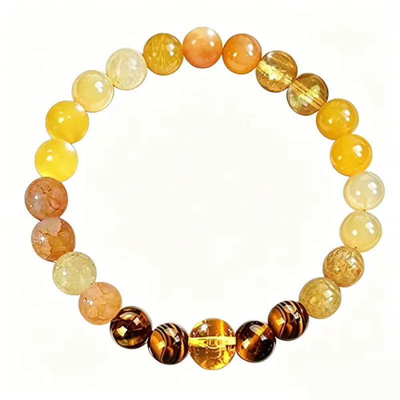 KROAFA Wealth Bracelet Featuring Yellow Agate, White Ghost Agate, and Tiger’S Eye—A Lucky Bracelet That Attracts Wealth, Prosperity, and Abundance; a Yellow Beaded Protective Bracelet for Wealth, Encouraging Gifting.
