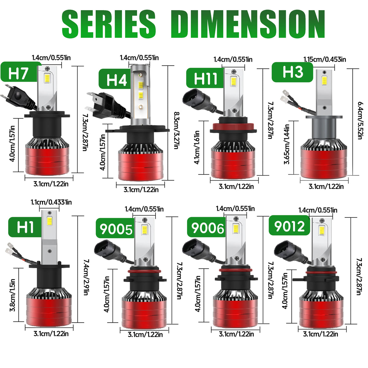 2Pcs Car Headlight H4 H7 LED H11 9005 9006 H1 Auto Bulbs 390W 129000LM Light Lamp 6000K 12V Led Headlight Bulbs