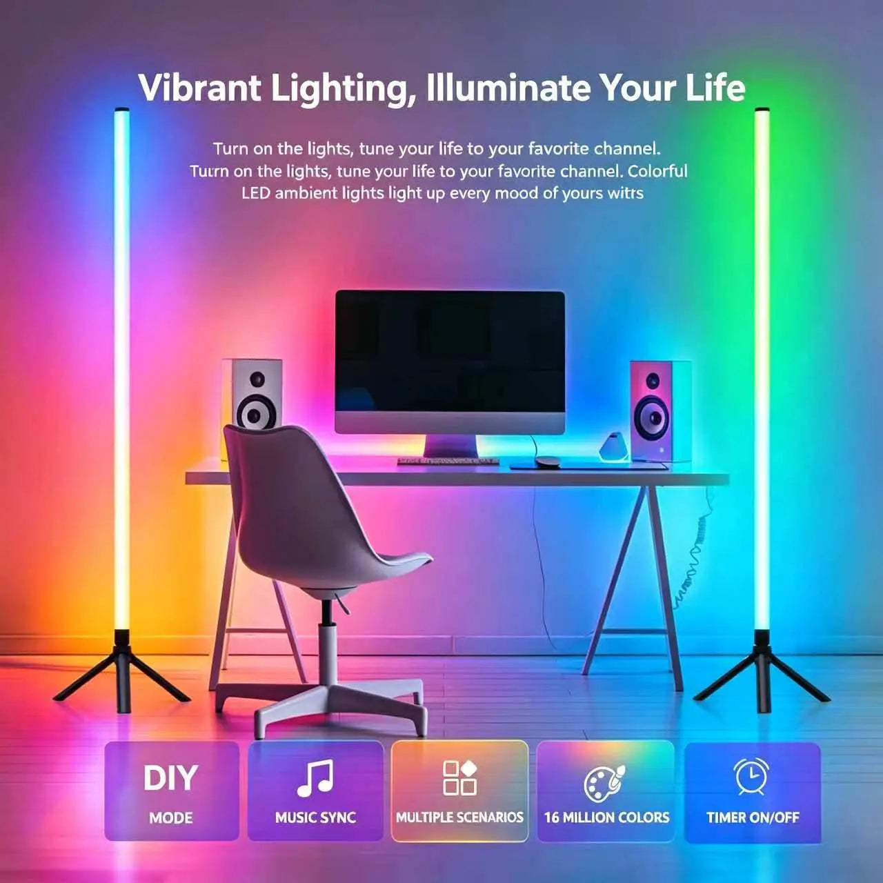 Triangular Floor Standing Light Fixture, Home Lighting, Cozy Decorative Ambiance Lighting for Bedroom