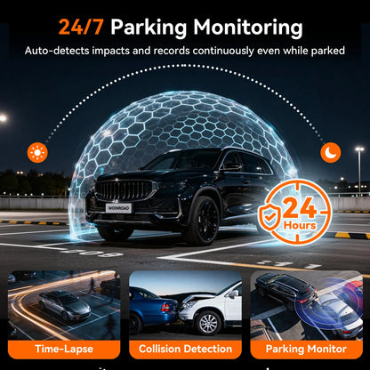 4K 4 Channel Dash Cam Front & 170° to 150° Ultra-Wide Angle 4Lenses Simultaneous Recording 5.8Ghz Wifi GPS 8 IR Lights Gravity Sensor Loop Recording 128GB SD Card Video Dashcam 4-Lens