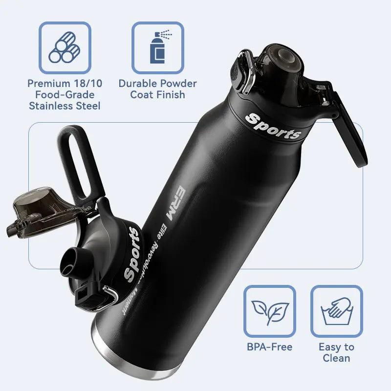 32/50Oz Vacuum Insulated Water Tumbler Bottle, Sturdy Beverage, Stylish,Portable & Leak-Proof, 2-In-1 Straw Lid, 12H Hot & 24H Cold, Stainless Steel Sports Drinkware for Gym, Office & Outdoor Enthusiasts