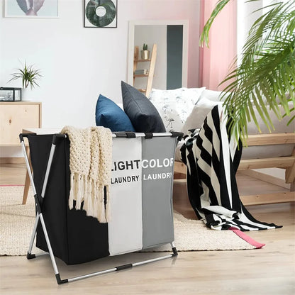 1-3Grids Laundry Basket Foldable Dirty Clothes Organizer Bathroom Waterproof Storage Basket Large Laundry Hamper Two Size New