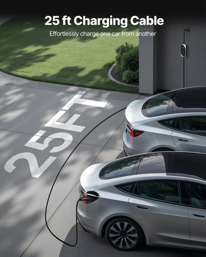【Summerfinds】Vevor Level 1/2 Tesla Charger, 16 Amp, Portable Electric Car EV Charger with 25 Ft Charging Cable, 120V-240V, NEMA 6-20P Plug NEMA 5-15 Adapter, LED Indicator, NACS Connector for Tesla Model Y/X/3/S