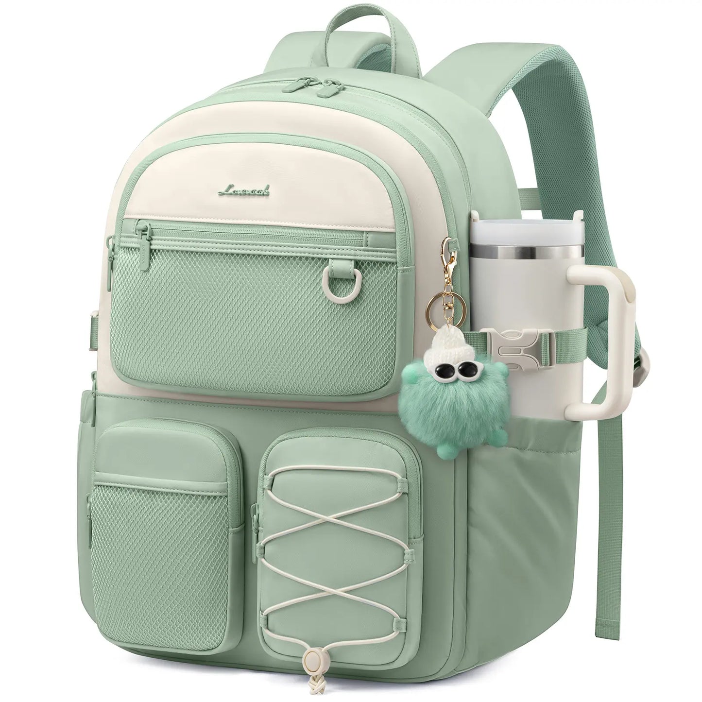 LOVEVOOK School Backpack for Teen Girls, Student Cute Bookbag Purse for Middle High School, 15.6 Inch Laptop Kid Backpack Back to School with Large Cup Holder, College Travel Bag