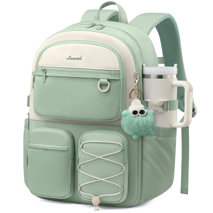 LOVEVOOK School Backpack for Teen Girls, Student Cute Bookbag Purse for Middle High School, 15.6 Inch Laptop Kid Backpack Back to School with Large Cup Holder, College Travel Bag