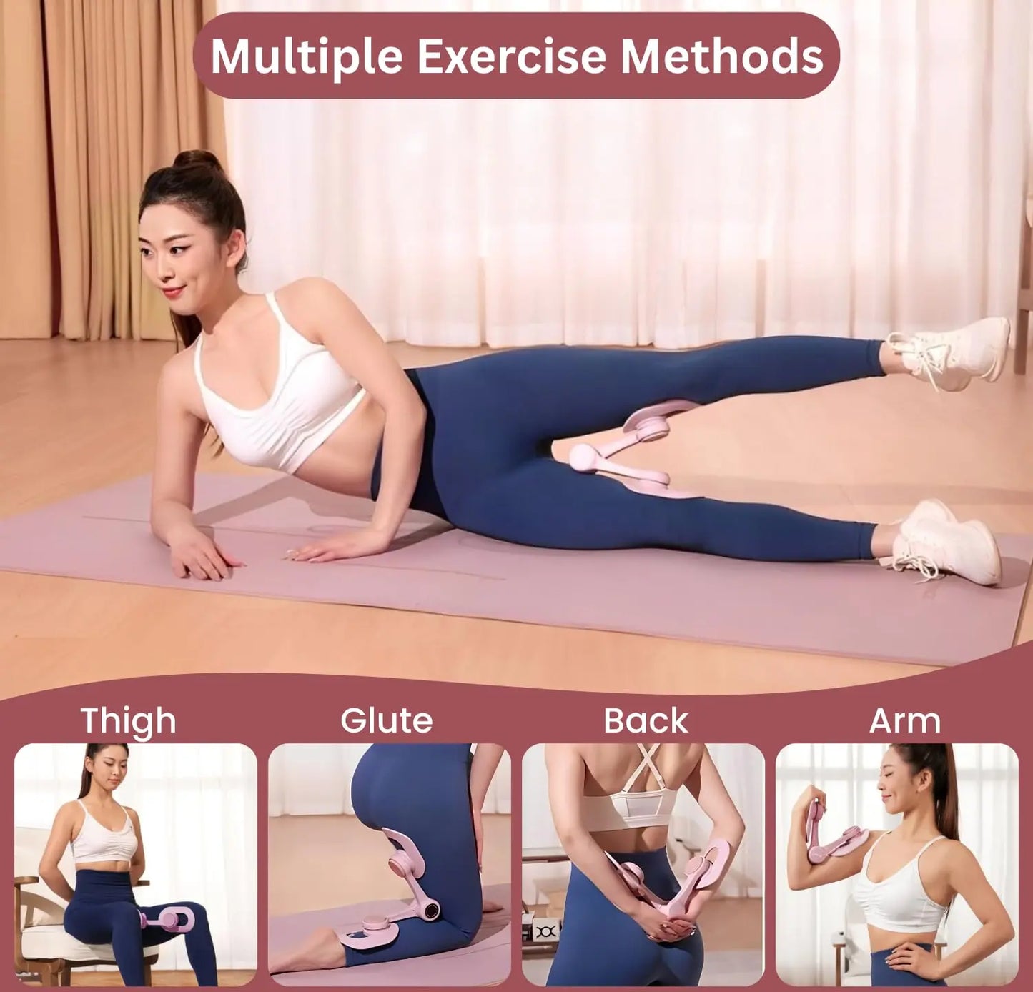 Thigh Exerciser,Home Gym Strength Training Equipment for Leg & Hip & Arm Muscles,Portable Home Fitness Equipment for Daily Workouts,Resistance Trainer for Leg, Hip & Arm Toning