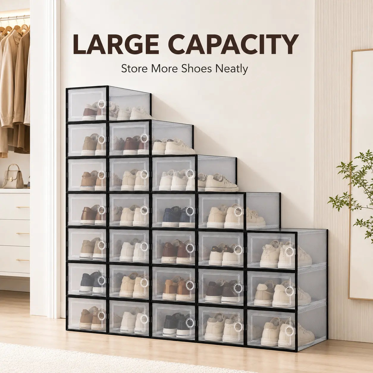 Premium Shoe Organizer with Magnetic Door - Perfect Display & Protection for Your Footwear