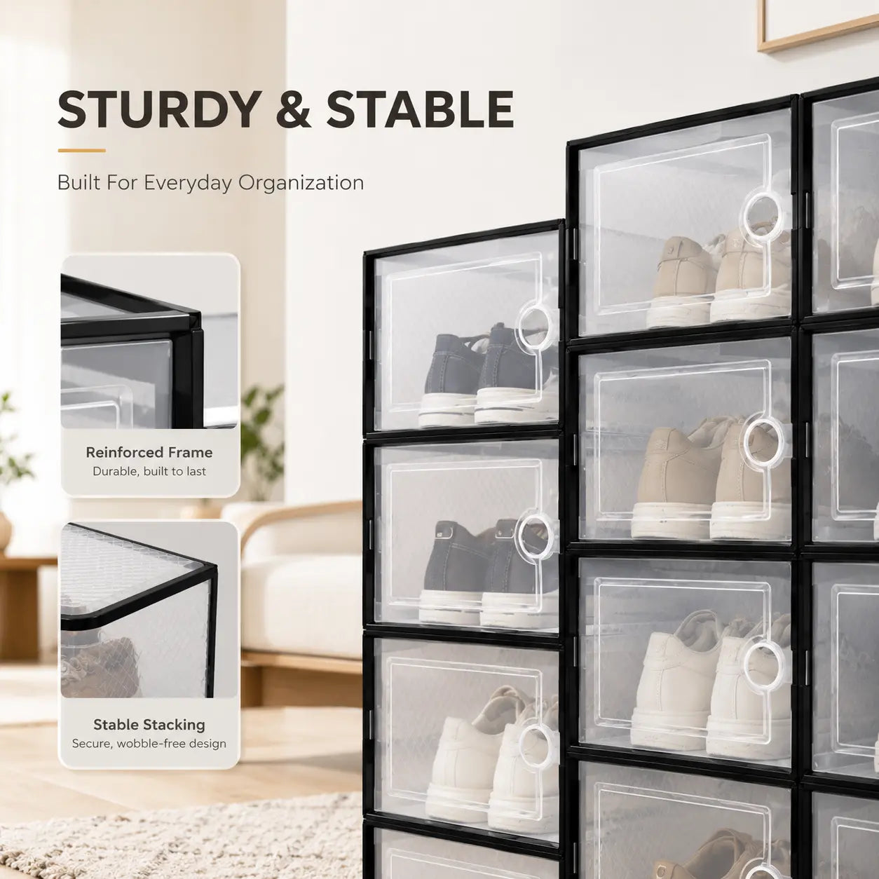 Premium Shoe Organizer with Magnetic Door - Perfect Display & Protection for Your Footwear