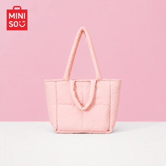MINISO AIR Series Soft Large-Capacity Casual Minimalist Decluttering Shoulder Tote Bag, College Style Tote Purse, Home Organizer Storage Bag for School & Daily Use