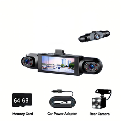 LASATE Car Dash Cam, 1080P Car DVR with Memory Card，3.16 Inch, Plug and Play（No Battery），Car Video Surveillance with Night Vision， Car DVR Hd Screen Front Rear Left and Right Dashcam，Holiday Gift(Not Wireless) Requires Charging to Use