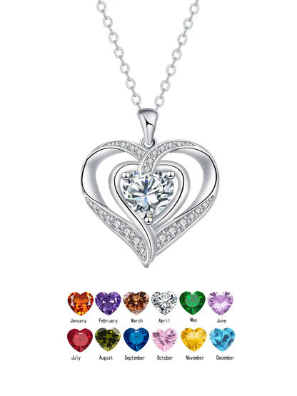 Nested Hearts Birthstone Pendant Necklace with Eternal Flower - Comes with Exquisite Rose Gift Box Romantic Gift Set Jewelry Gift for Valentine'S Day & Birthday,A Gift for My Wife, Mother, and Girlfriend