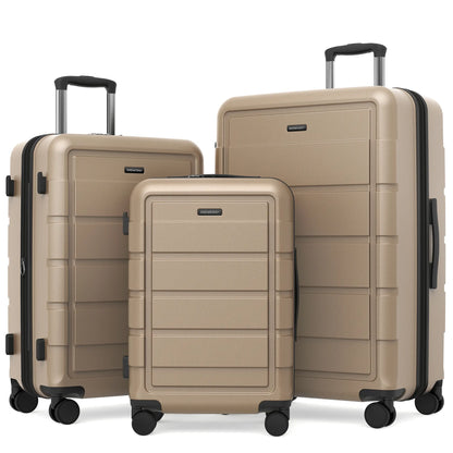 SHOWKOO 3-Piece Luggage Sets (20/24/28In), Deep Blue Full PC Durable Expandable Hardshell, 4-Wheel High-Capacity Tsa-Proof Anti-Theft Carry on & Checked Luggage, Gift for Travel/Business, Tsa-Proof Luggage Sets
