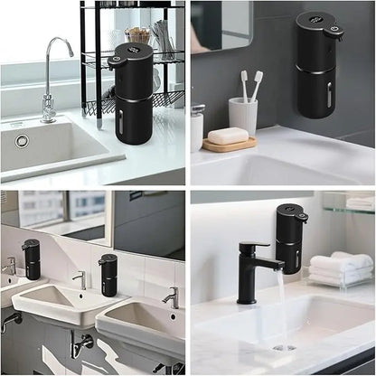 Automatic Foaming Soap Dispenser Touchless, USB Rechargeable Smart Hand Soap Dispenser, 6-Level Adjustable Foam Dispenser, 12.8Oz/380Ml Soap Dispenser, Compatible with Thick & Thin Dish Soap, Auto Soap Dispenser for Bathroom, Kitchen, Sink, Black
