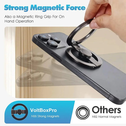 Nexmart Aluminum Magnetic Phone Grip Stand – 360° Foldable Desktop Holder, Fidget Stress Reliever, Universal for All Smartphones (Metal Ring Adapter Included)