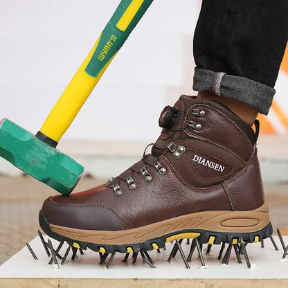 Fashion Safety Shoes Men'S Work Steel Toe Shoes Indestructible Protective Shoes Puncture-Proof Security Footwear Slip-Resistant Shoes Work Life Waterproof Shoes Wear Resistant Roofing Shoes,Father'Sdaygifts