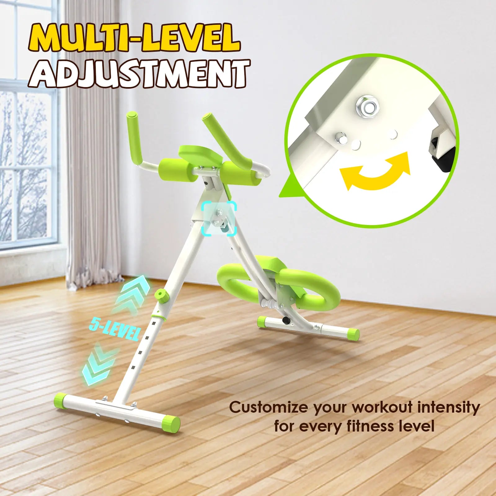 Adjustable Ab Workout Machine with LCD Display, Foldable Core Trainer, 440 Lbs Capacity Home Gym Equipment for Abs, Arms & Legs Training for Women