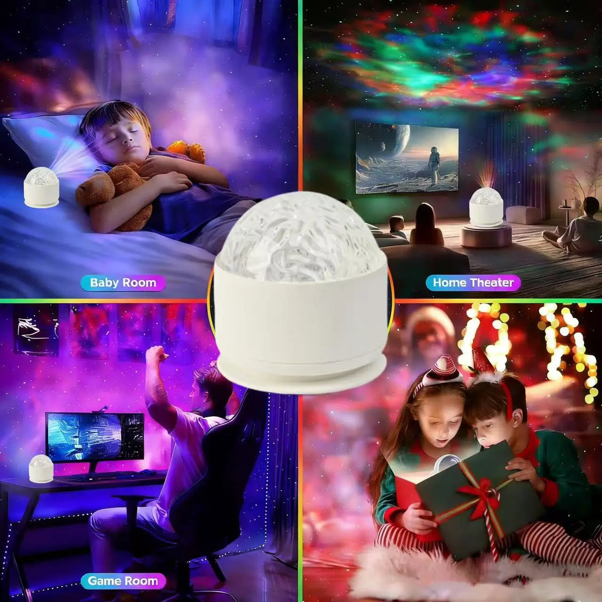 2-In-1 Plastic Cordless Aurora Borealis & Star Cloud Projector - Remote-Controlled, Usb-Rechargeable Galaxy Night Lamp, Dimmable Ambient Mood Light for Bedroom Decor, Sleep, Cloud Ceiling Room, Starry Night Relaxation Gifts