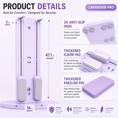 INTERGREAT Foldable Pilates Board, Multifunctional Pilates System for Home Gym, Ab Core Trainer with Resistance Bands, Balance Board Workout Equipment for Abs Arms Legs, Purple&Pink Fitness Gear