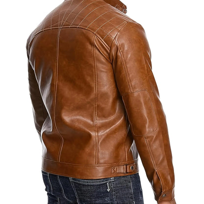 Men'S Retro Motorcycle Jacket with Zipper Pockets Non-Stretchy Fabric H-Shaped Cut for Motorcycle Riding Halloween Parties Casual Wear Spring Autumn Outerwear Durable Retro-Style Jacket