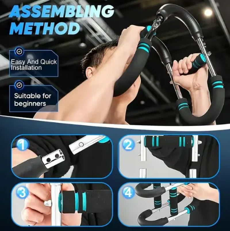 Arm Trainer , 60-110Lb Adjustable Chest Workout Equipment, Men'S Arm Strength Trainer, Portable Spring Resistance Power Twister Bar, for Home Workout Equipment Hand Grip Strengthener