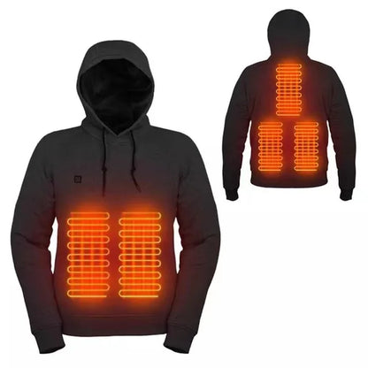 Mens USB Heated Hoodie Winter Electric Heating Sweatshirt Thermal Warm Clothing Outdoor Casual Charging Apparel