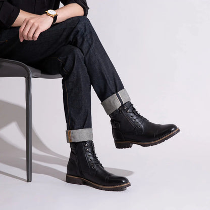 Men'S Boots Casual Dress Boots for Men Brown Boots Mens Motorcycle Combat Ankle Oxford Boots