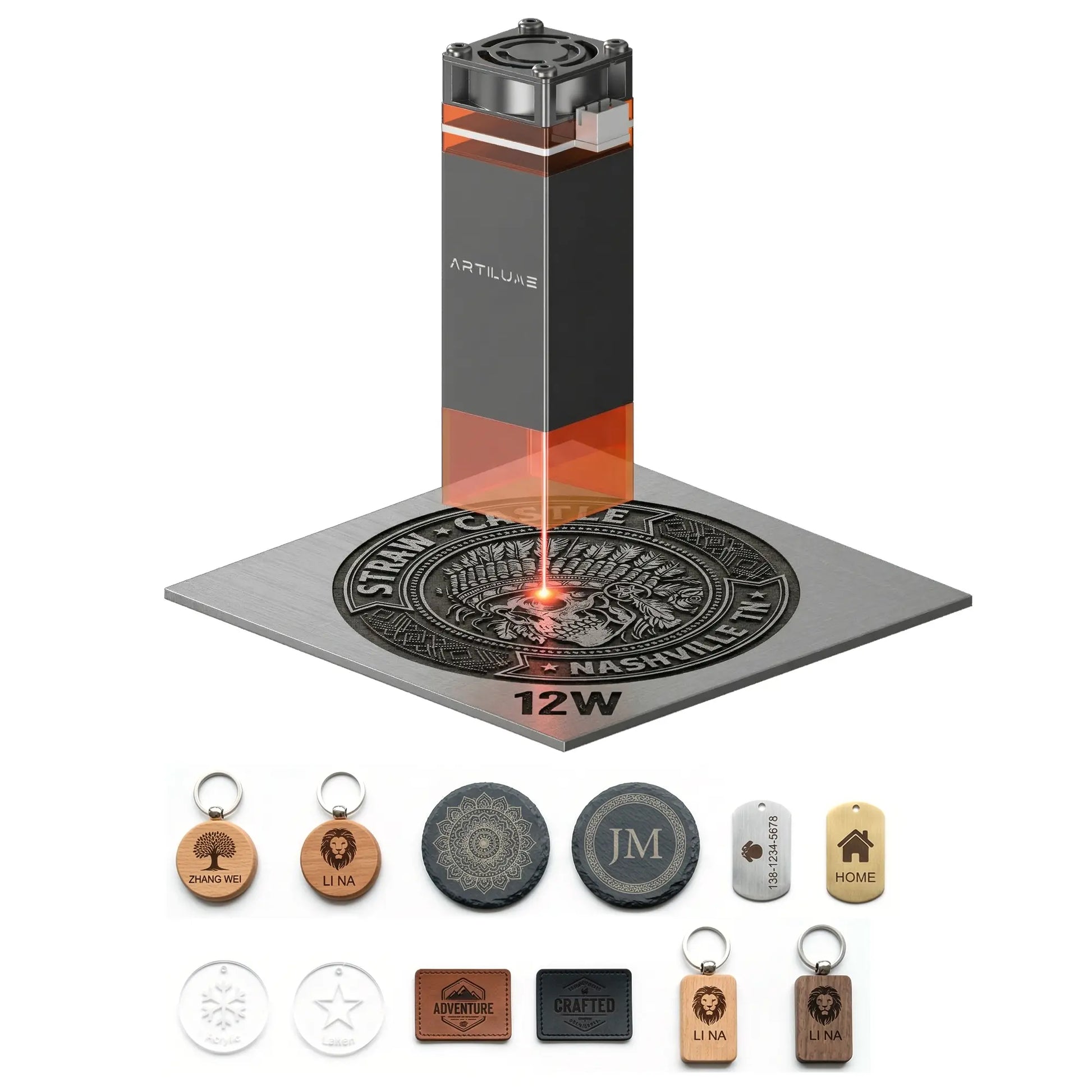 Artilume A4/T1 Laser Engraving Equipment, 7W & 12W Sealed Laser Beam, High Precision Engraving for Wood, Leather, Acrylic & Metal, DIY Craft Making Machine for Home Business