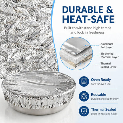 Thickened Aluminum Foil Food Warmer Cover, Reusable Thermal Insulation Cookware Cover for Kitchen Dining Table, Heat-Retaining, Freshness-Preserving, Dustproof, Fits All Bowls, Plates & Containers