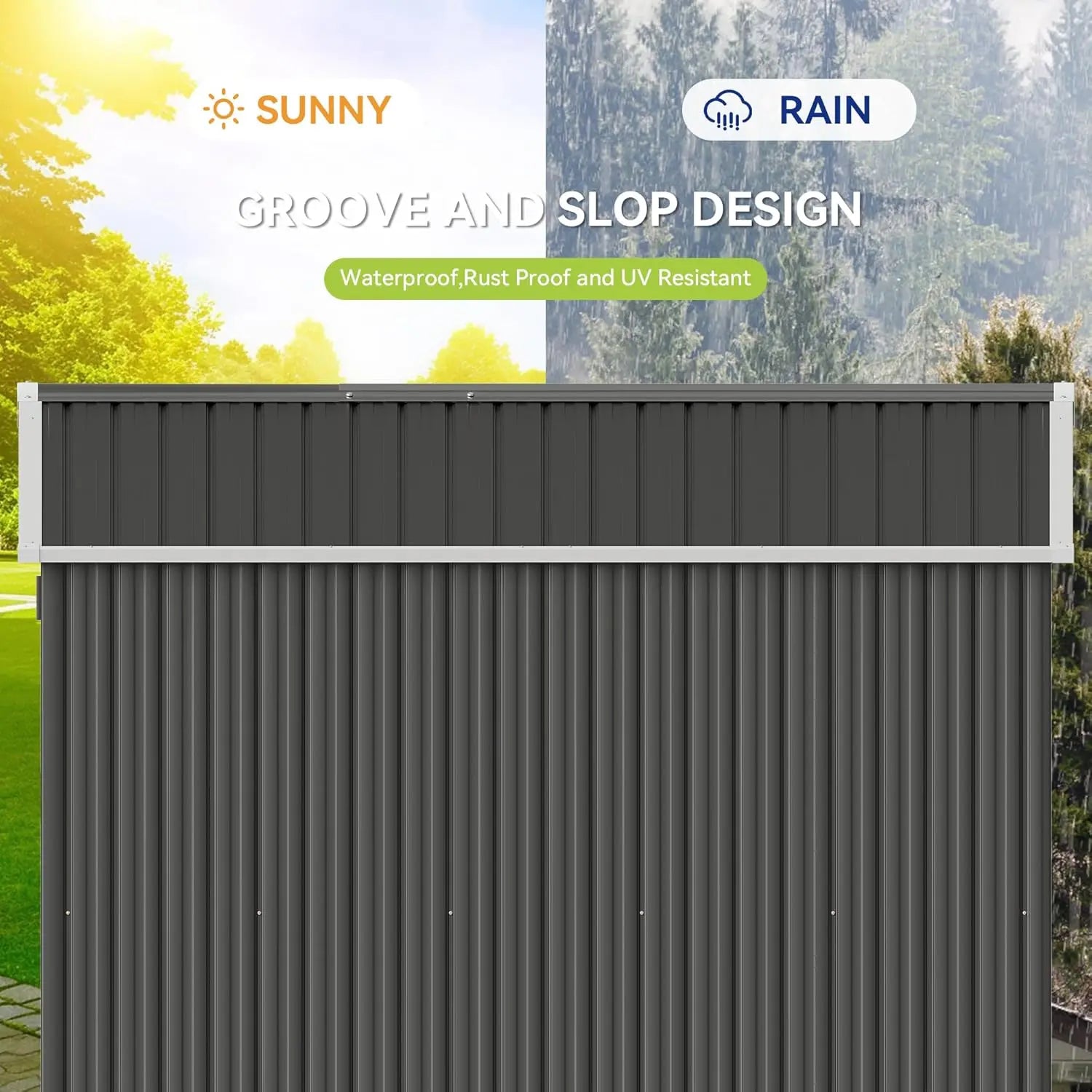 Aoxun Galvanized Steel Outdoor Storage Shed, 10'×8' Gable Roof Metal Tool Shed with Lockable Double Doors, Black for Backyard, Patio,Campingessentials,Outdoorfurnitureset,Campinggear Durable Garden Shed