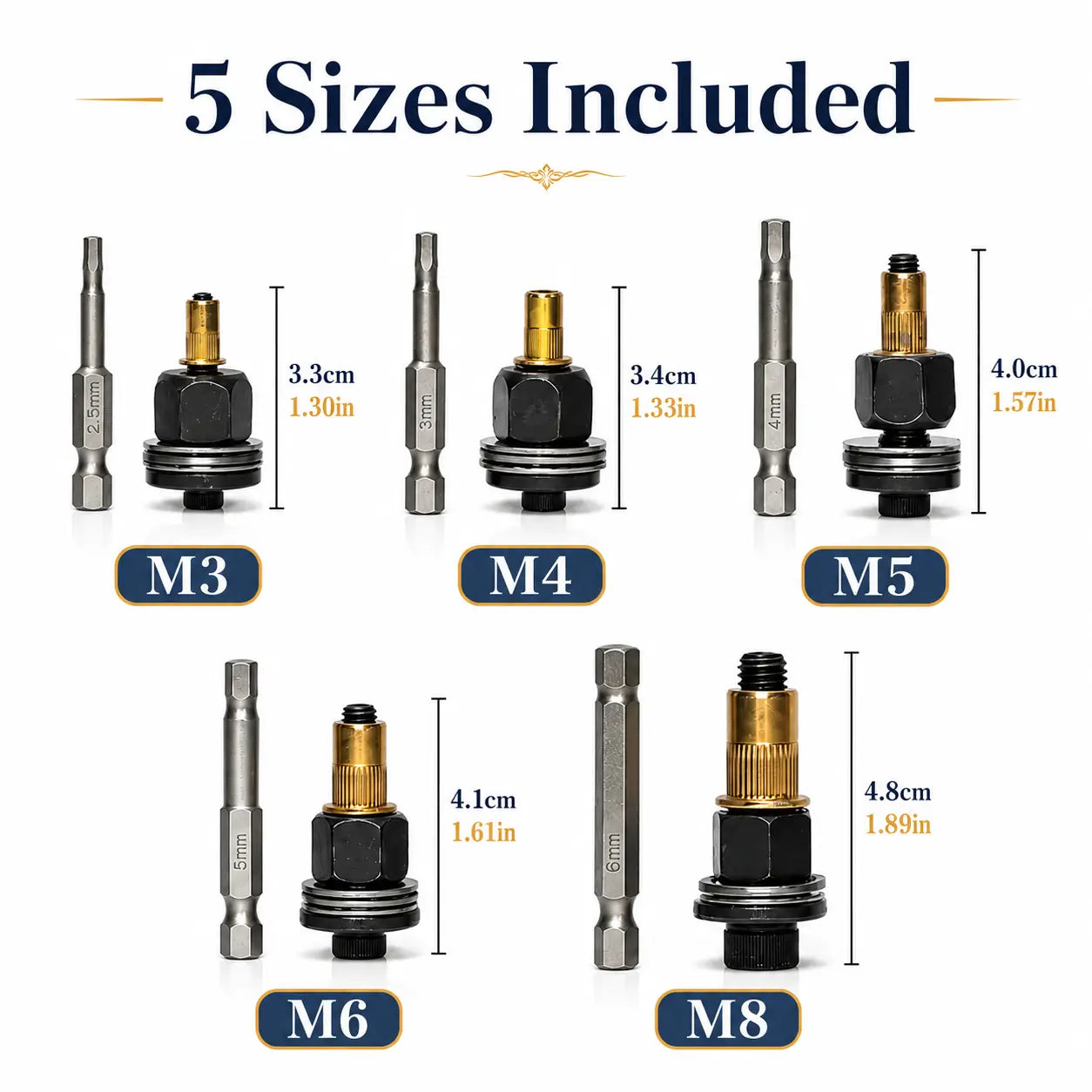 Rivet Nut Tool Kit, Rivet Nut Adapter Set with M3 M4 M5 M6 M8 Mandrel Heads & Hex Driver Bits, Nutsert Installation Kit for Drill, Metal Sheet, Automotive, Furniture & DIY Repair
