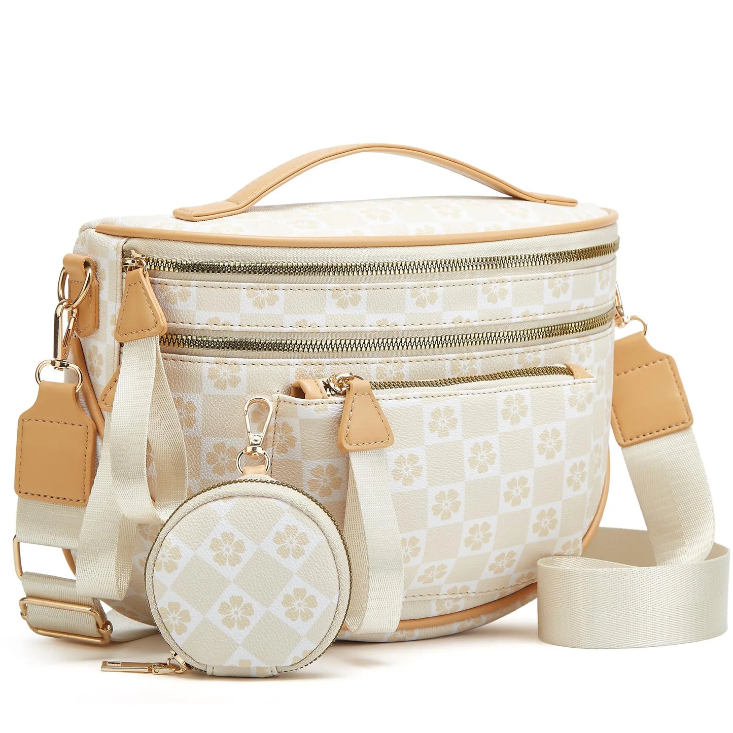 Spacious Checkered PU Leather Crossbody Bag Bum Bag Checkered Handbags Wallets for Women Summerwins