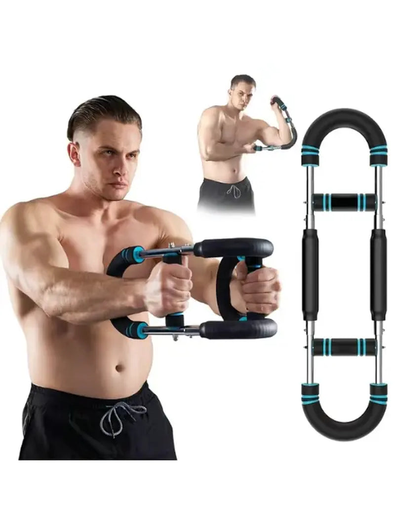 Arm Trainer , 60-110Lb Adjustable Chest Workout Equipment, Men'S Arm Strength Trainer, Portable Spring Resistance Power Twister Bar, for Home Workout Equipment Hand Grip Strengthener