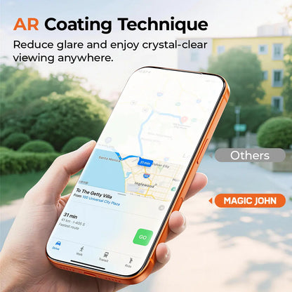 MAGIC JOHN AR Anti-Glare HD Screen Protector for Phone, Outdoor Sunlight Clear Viewing | Ultra-Thin Black Border Full Coverage | 3D Curved Edge Smooth Touch | Earpiece Dust Protection | Scratch & Impact Resistant | AR Clarity / 28° Privacy Options