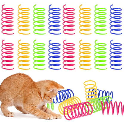 Cat Spring Toys, 16/80 Pack Cat Spiral Springs for Indoor Cats, Colorful & Durable Plastic Spring Coils Attract to Swat, Bite, Hunt, Interactive Toys for Kittens