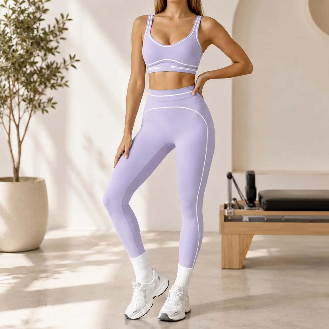 Women’S 2 Piece Seamless Workout Set – Sports Bra & High Waist Leggings