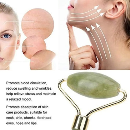 Jade Roller & Gua Sha Set 5 in 1 Facial Massager Tools - Jade Gua Sha Facial Massager Set with Roller for Face Sculpting & Skin Care