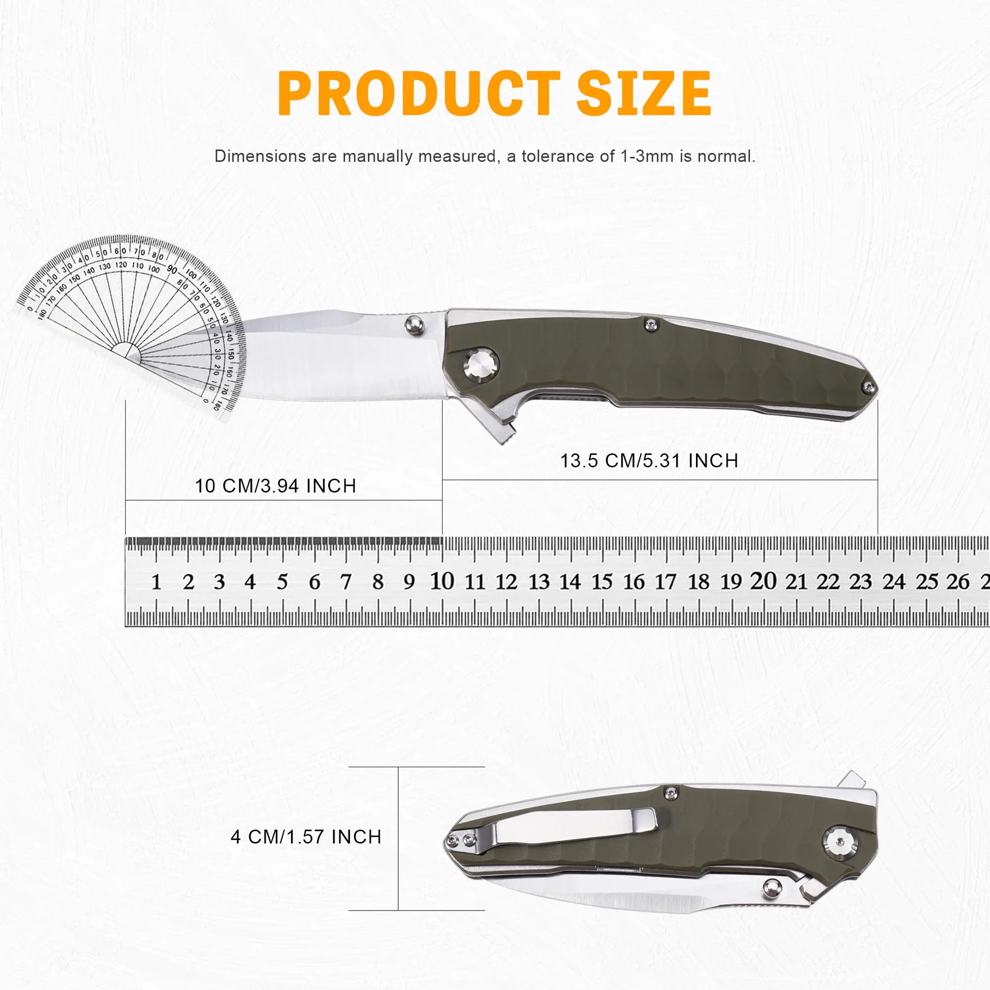 Men’S Tactical Folding Knife EDC Multifunctional Heavy-Duty Outdoor Knife, Pocket Knife, Fruit Knife, Ergonomic Handle, Includes a Back Clip for Easy Carry, Quick-Open Design, Suitable for Wilderness Survival Emergencies, Camping, Hiking, DIY, Fishing
