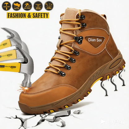 Fashion Safety Shoes Men'S Work Steel Toe Shoes Indestructible Protective Shoes Puncture-Proof Security Footwear Slip-Resistant Shoes Work Life Waterproof Shoes Wear Resistant Roofing Shoes,Father'Sdaygifts