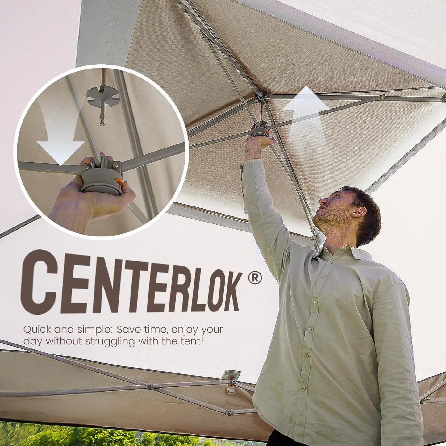 CROWN SHADES 13X13 Pop up Canopy, Outdoor Canopy Tent, Gazebo for Backyard & Patio Furniture, Foldable Sun Shade, Beige&Coffee