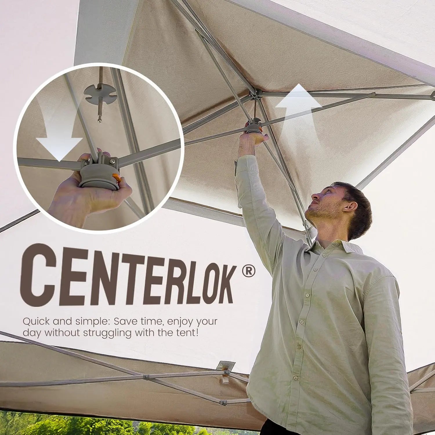 CROWN SHADES 13X13 Pop up Canopy, Outdoor Canopy Tent, Gazebo for Backyard & Patio Furniture, Foldable Sun Shade, Beige&Coffee